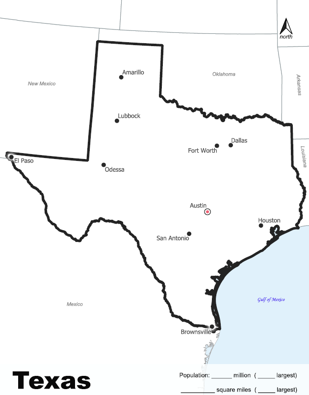 Texas cities (labels)